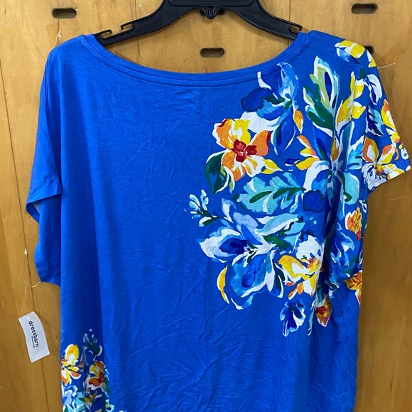 Women Plus Size 2X Short Sleeve Blouse Floral Prints Multicolors - Picture 2 of 4